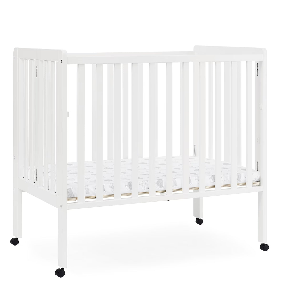 Delta Children Lee Portable Folding Mini Crib with 1.5 - Inch Mattress - Greenguard Gold Certified, Bianca White
