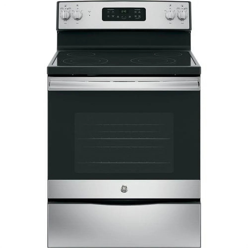 Ge® Appliances 30" Free - Standing Electric Range Model JB645RKSS in Stainless Steel. APPROXIMATE DIMENSIONS (Hxwxd) 47 Height x 29 7/8 Width x 28